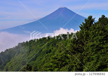 御坂山地の木無山より　雲わく夏富士を望む 127696692