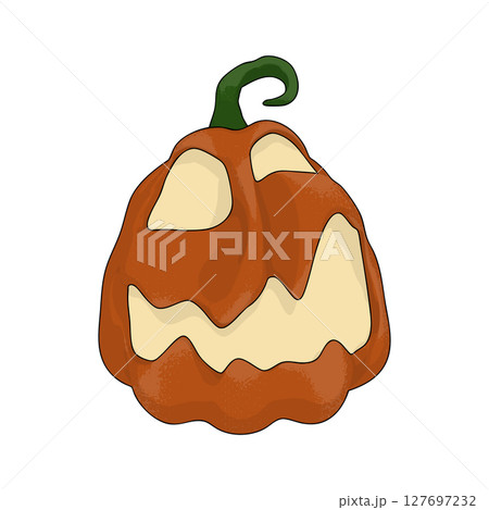 Halloween Pumpkin Funny and Cute on White Background. One of the Fall Holiday Symbol. Vector Illustration. 127697232