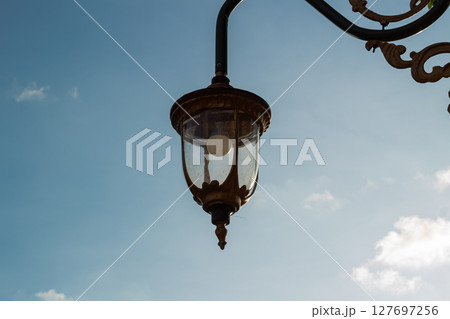 Antique Outdoor Light with Clear Sky Antique Outdoor Light with Clear Sky 127697256