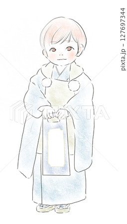 七五三3歳の和服男の子 七五三3歳の和服男の子 127697344