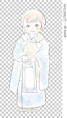 七五三3歳の和服男の子 七五三3歳の和服男の子 127697344