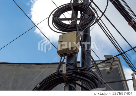 Fiber Optic Network: Essential Infrastructure Overhead 127697404