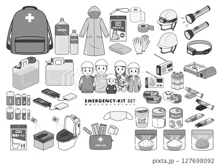 防災グッズのイラストセット 127698092