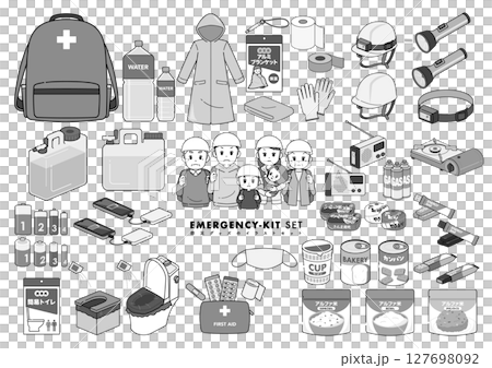 防災グッズのイラストセット 127698092