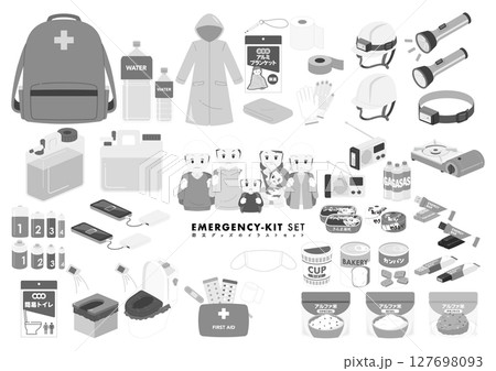 防災グッズのイラストセット 127698093