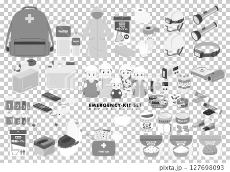 防災グッズのイラストセット 127698093