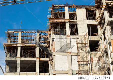 High-Rise Construction in Progress - Urban Development and Modern Architecture High-Rise Construction in Progress - Urban Development and Modern Architecture 127698174