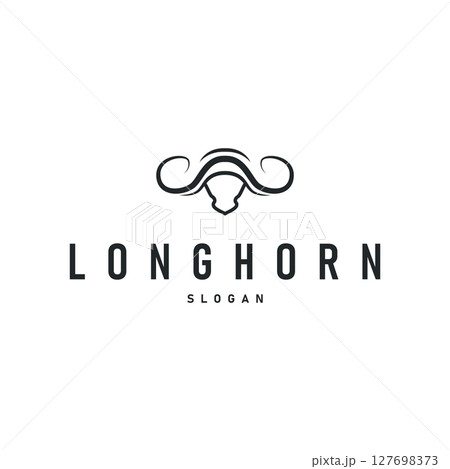 vintage retro design concept with longhorn logo illustration horn symbol from old ranch concept template in west texas vintage retro design concept with longhorn logo illustration horn symbol from old ranch concept template in west texas 127698373