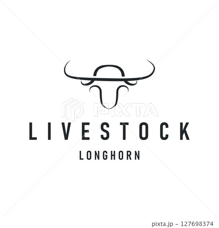 vintage retro design concept with longhorn logo illustration horn symbol from old ranch concept template in west texas vintage retro design concept with longhorn logo illustration horn symbol from old ranch concept template in west texas 127698374