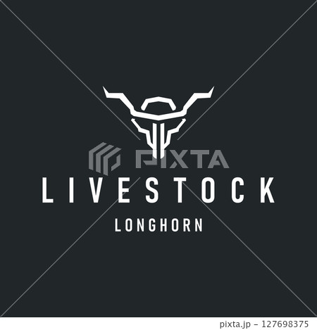 vintage retro design concept with longhorn logo illustration horn symbol from old ranch concept template in west texas 127698375