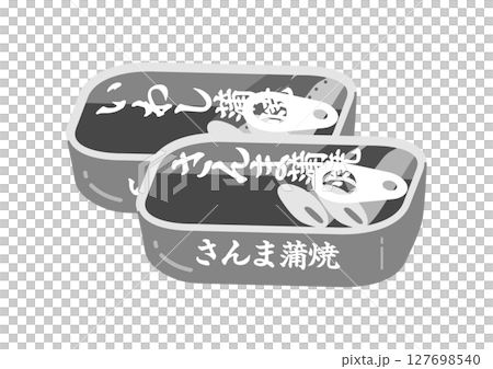 Illustration of canned grilled sardines and pacific saury 127698540