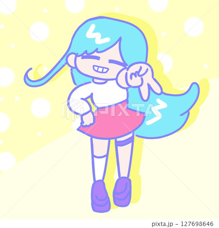 ギャルピースする今時の女の子アイコン ギャルピースする今時の女の子アイコン 127698646