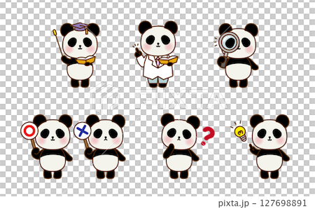 学習シーンのパンダ キャラクターセット 127698891