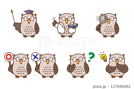 学習シーンのフクロウ キャラクターセット 学習シーンのフクロウ キャラクターセット 127698892