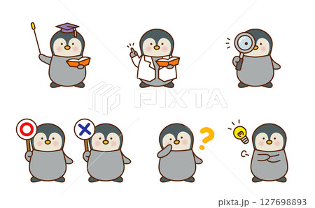 学習シーンのペンギン キャラクターセット 127698893