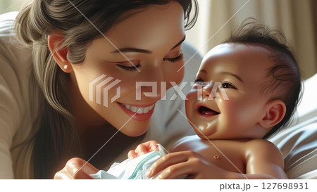 赤ちゃんとお母さん 赤ちゃんとお母さん 127698931