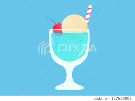 青のクリームソーダのイラスト 青のクリームソーダのイラスト 127699002