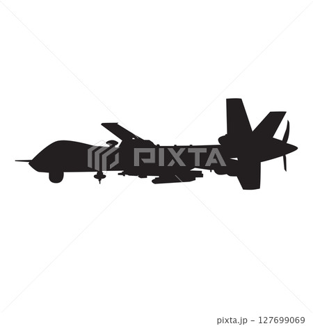 Military drone silhouette. Silhouette of the UAV drone 127699069