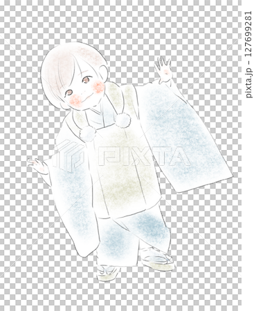 七、五三歲的小男孩在玩耍 七、五三歲的小男孩在玩耍 127699281