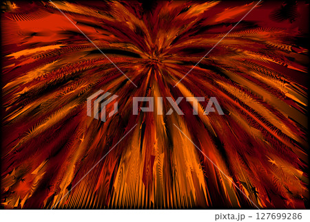 真っ暗な天空から降り注ぐ暗赤橙色のかむろ花火テクスチャー 127699286