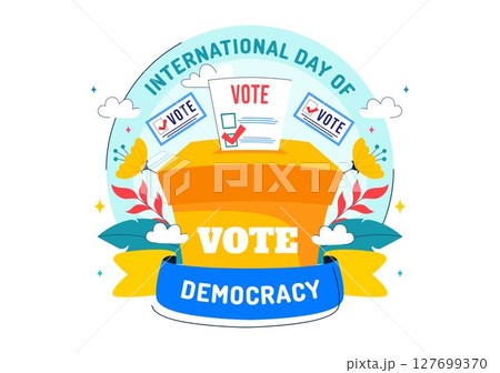 International Day of Democracy Vector Illustration on September 15 with Hands Holding Voting Papers for Resolution in a Flat Cartoon Style Background 127699370
