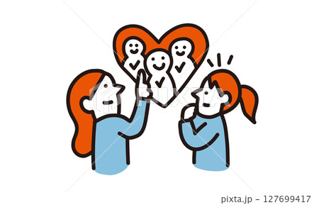 相手を思いやる心について、考える大人と子供 127699417