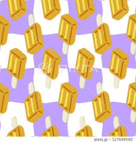 Seamless Yellow Ice Cream Pattern 127699580