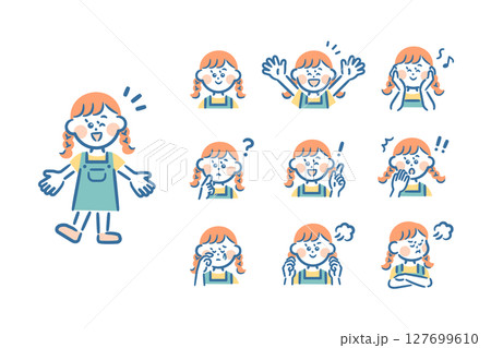 アジア系の女の子　全身+表情9種 127699610