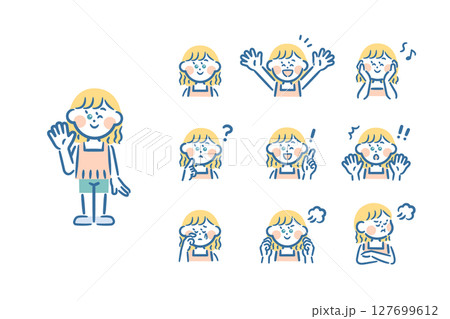 ヨーロッパ系の女の子 全身+表情9種 ヨーロッパ系の女の子 全身+表情9種 127699612