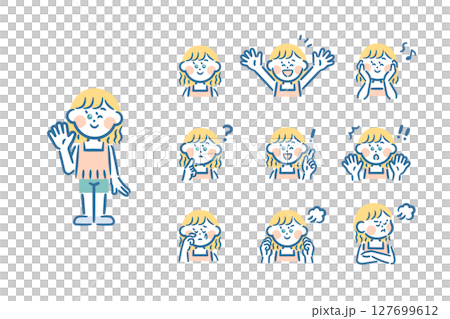 歐洲女孩-全身+9種臉部表情 127699612