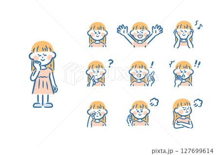 女の子　全身+表情9種 127699614