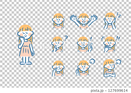 女の子　全身+表情9種 127699614