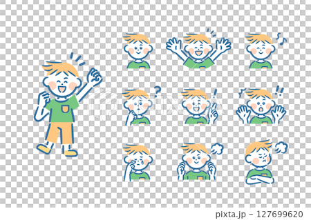 美國男孩-全身+9種臉部表情 127699620