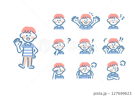 アジア系の男の子　全身+表情9種 127699623