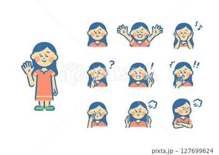 東南アジア系の女の子 全身+表情9種 東南アジア系の女の子 全身+表情9種 127699624