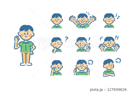 東南アジア系の男の子　全身+表情9種 127699626