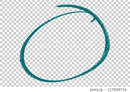Green pencil highlight circle mark isolated on transparent background 127699716