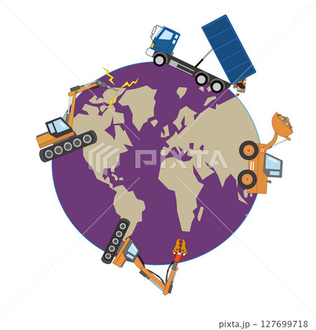 重機による開発で地球の環境が破壊されている。 127699718