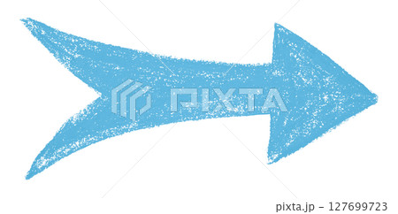 Light blue arrow symbol colored pencil isolated on transparent background 127699723