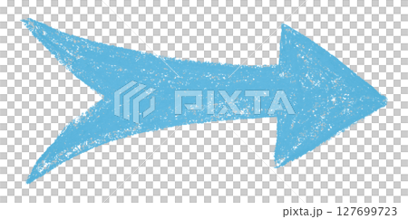 Light blue arrow symbol colored pencil isolated on transparent background 127699723