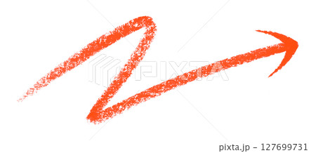 Red arrow symbol colored pencil isolated on transparent background 127699731