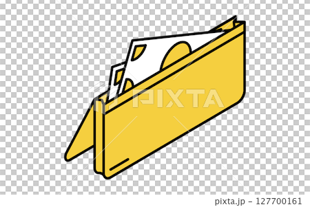 Simple line icon of a wallet with bills inside (isometric illustration) 127700161