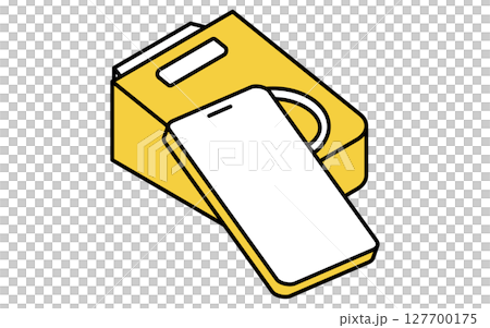 A simple line drawing icon of cashless payment by touching a smartphone (isometric illustration) 127700175