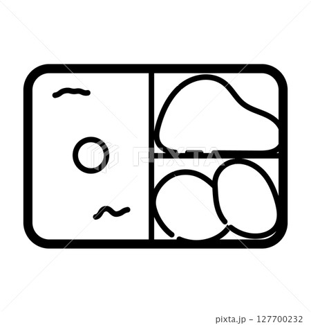 ごはんとおかずが分かれたお弁当のアイコン 127700232