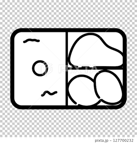 Icon of a bento box with rice and side dishes separated 127700232