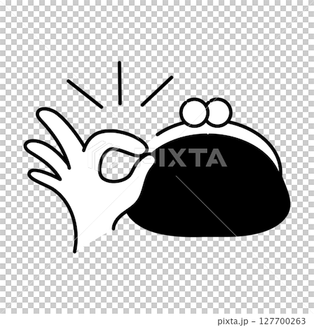 OKサインの手とがま口財布のアイコン 127700263