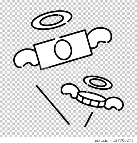 翼の生えた紙幣とコインのアイコン 翼の生えた紙幣とコインのアイコン 127700273