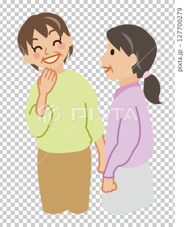 老年婦女們愉快地交談 老年婦女們愉快地交談 127700279
