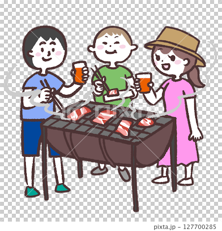 バーベキューをする人のイラスト 127700285