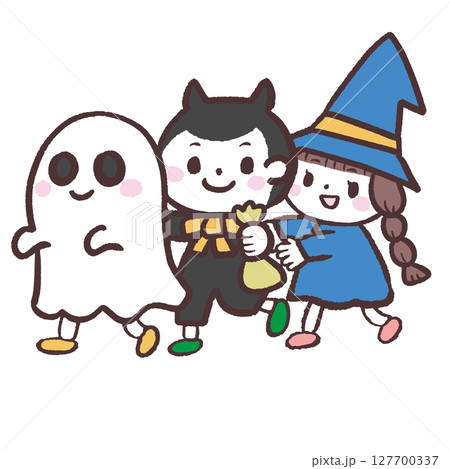 ハロウィンの子供達のイラスト 127700337